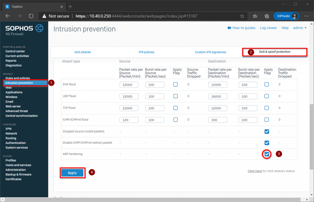 Prevent ARP Denial of Service attacks