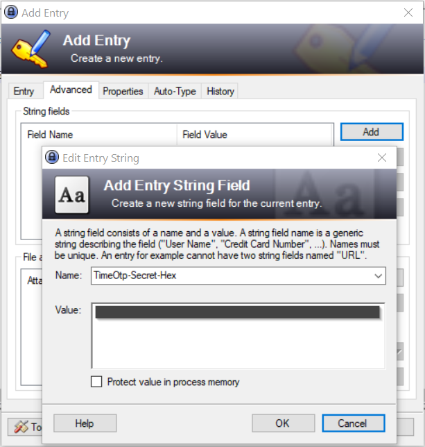 Keepass enter string field