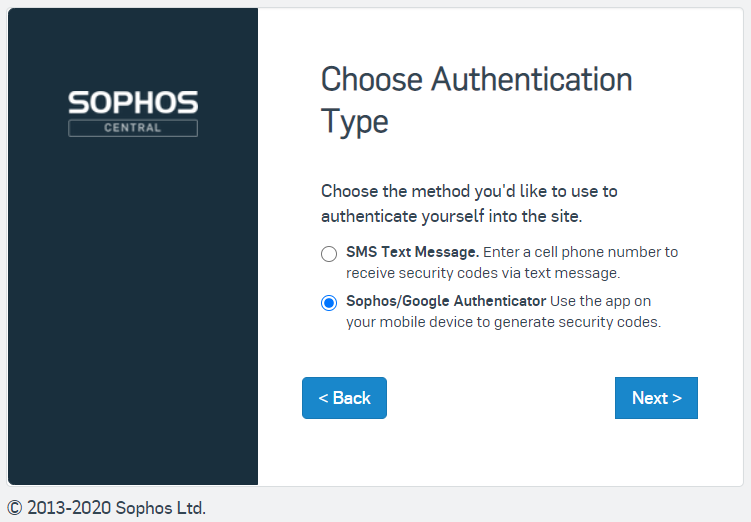 Choose authentication type